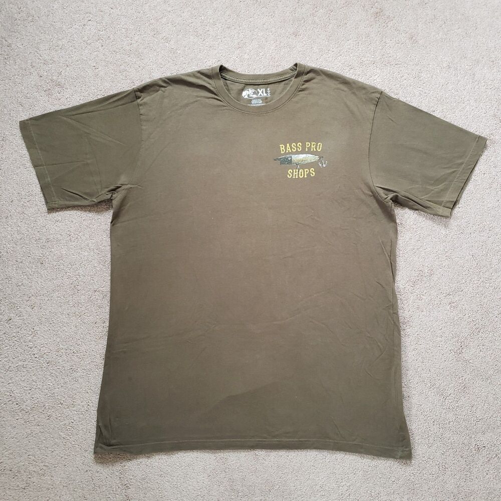 Bass Pro My Equipment May Be Old But It Still Works XL Green Double Side Shirt - Picture 2 of 6
